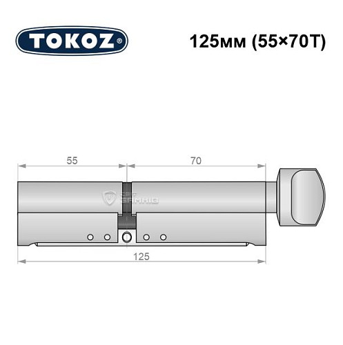 Циліндр TOKOZ Pro300 125T (55*70T) нікель матовий - Фото №6