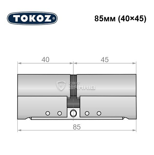 Циліндр TOKOZ Pro300 85 (40*45) нікель матовий - Фото №6