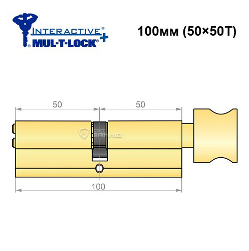 Цилиндр MUL-T-LOCK MTL600/Interactive+ 100T (50*50T) латунь - Фото №6