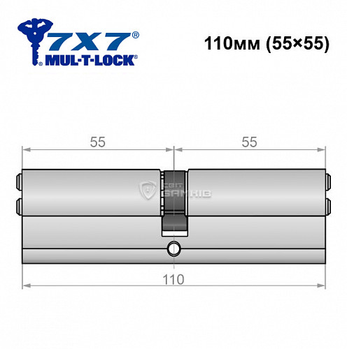 Цилиндр MUL-T-LOCK 7x7 110 (55*55) никель сатин - Фото №4