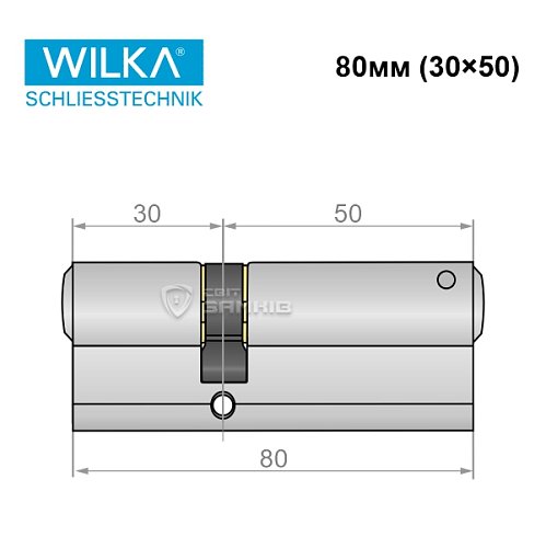 Цилиндр WILKA 1400 C Premium 130 80 (30*50) никель - Фото №7