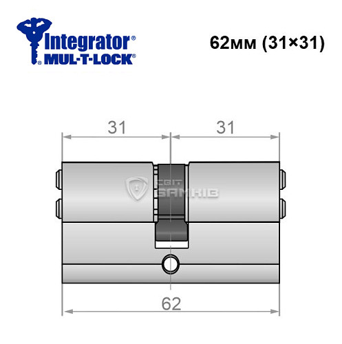 Циліндр MUL-T-LOCK Integrator 62 (31*31) нікель сатин - Фото №5