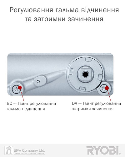 Дотягувач RYOBI DS-4550T BC/DA SLD HO з фіксацією до 80кг Сірий - Фото №8