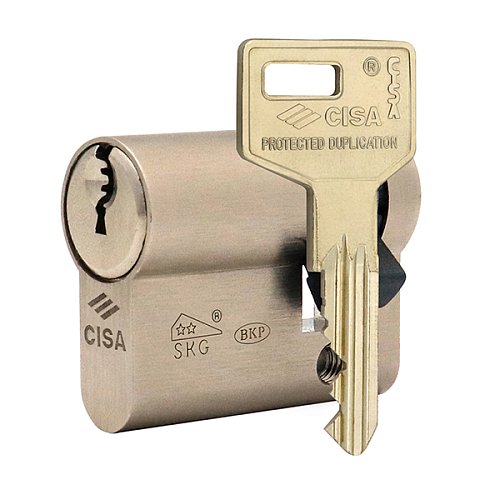 Циліндр половинка CISA C3000 40 (30*10) нікель матовий 3 ключі - Фото №1