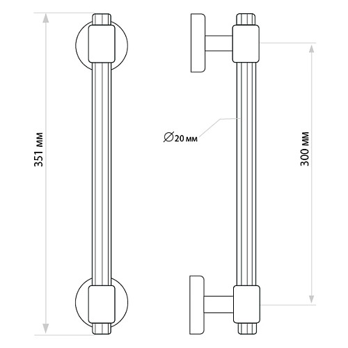 Ручка скоба OZEN Erva AP212.30-90° L: X:300 W:20mm чорний (половинка) - Фото №9