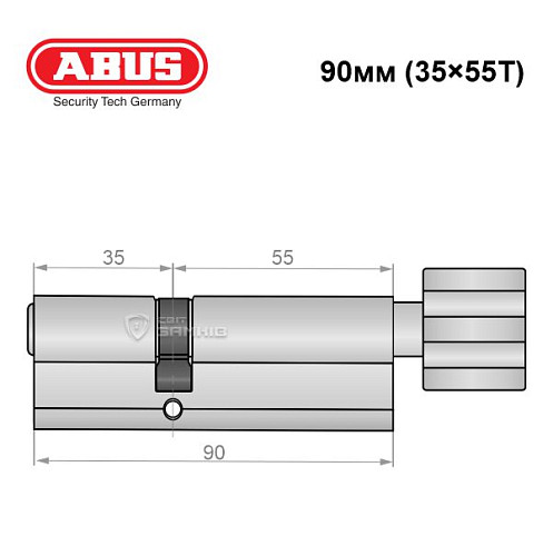 Циліндр ABUS S60P 90T (35*55T) нікель - Фото №7