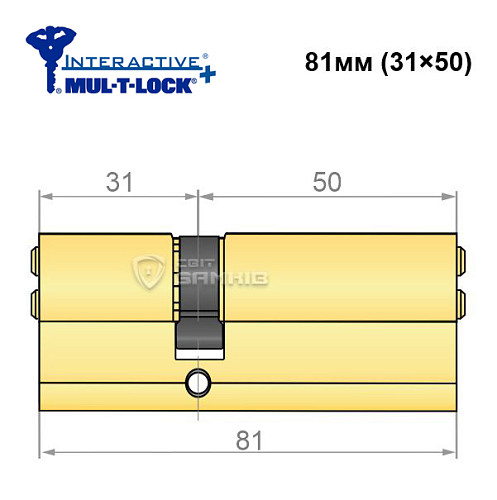 Циліндр MUL-T-LOCK MTL600/Interactive+ 81 (31*50) латунь - Фото №5