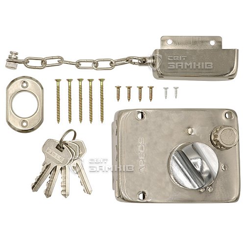 Замок накладний APECS 0096 C-S (BS60мм) 5 ключів - Фото №5