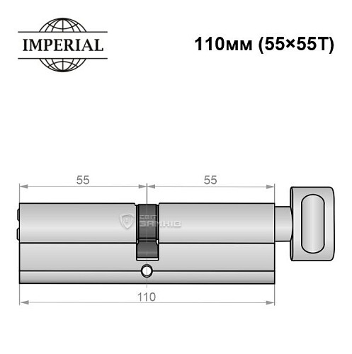Цилиндр IMPERIAL латунь 110T (55*55T) никель сатин - Фото №4