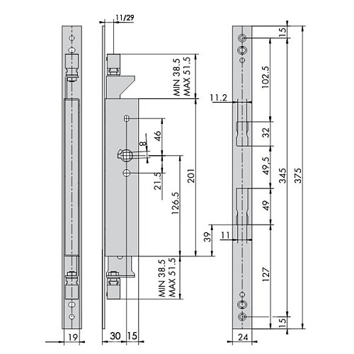 Механизм замка врезной антипаники CISA SikurExit 43295.30 (BS30мм) для пассивной створки двери - Фото №13