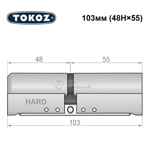 Циліндр TOKOZ Pro400 103 (48H*55) (H - гартована сторона) нікель матовий - Фото №5