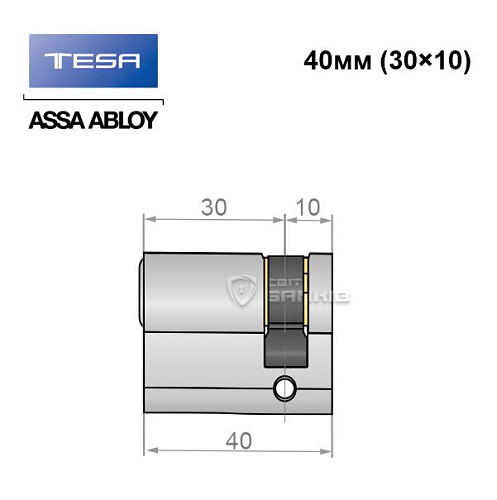 Цилиндр половинка TESA T5 40 (30*10) никель сатин 3 ключа - Фото №5
