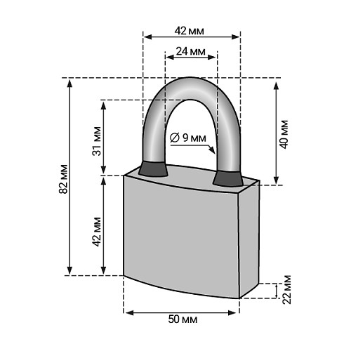 Замок навесной KEDR BW 265 SFB (50 мм, 3 ключа) - Фото №6