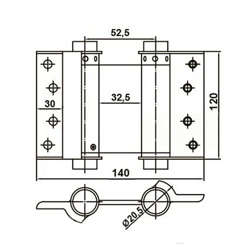 Петля барная MERT 33 120x140 мм (пара) никель - Фото №3