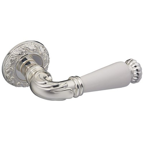 Ручки на розеті GAVROCHE Neodium Nd-Z20 BS/W яскраве срібло/біла емаль - Фото №4