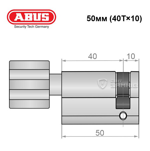 Циліндр половинка ABUS X12R 50T (40T*10) нікель сатин - Фото №2