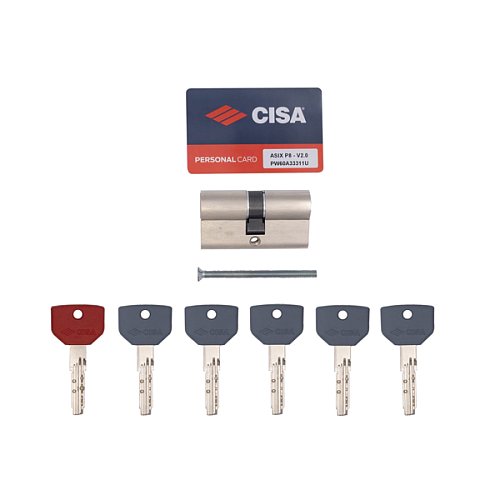 Цилиндр CISA ASIX P8 PRO 95 (45*50) никель матовый 5+1 ключ - Фото №6