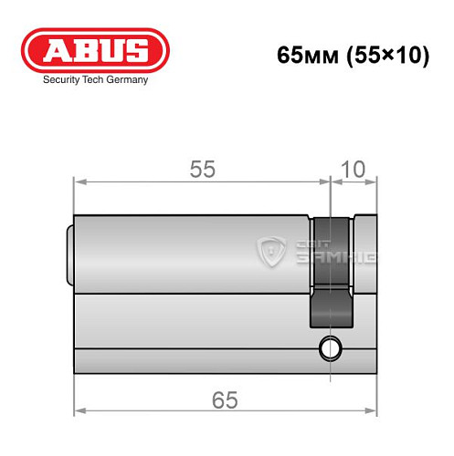 Циліндр половинка ABUS S60P 65 (55*10) нікель - Фото №5