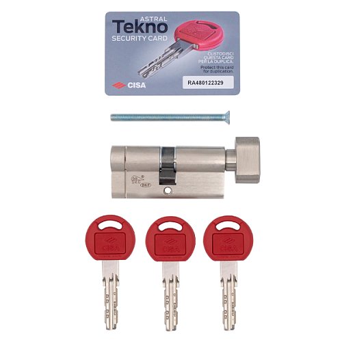 Циліндр CISA Astral Tekno PRO 75T (40*35T) нікель матовий 3 ключі - Фото №10