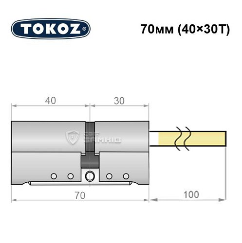 Цилиндр TOKOZ Pro300 70T (40*30T) со штоком никель матовый - Фото №8