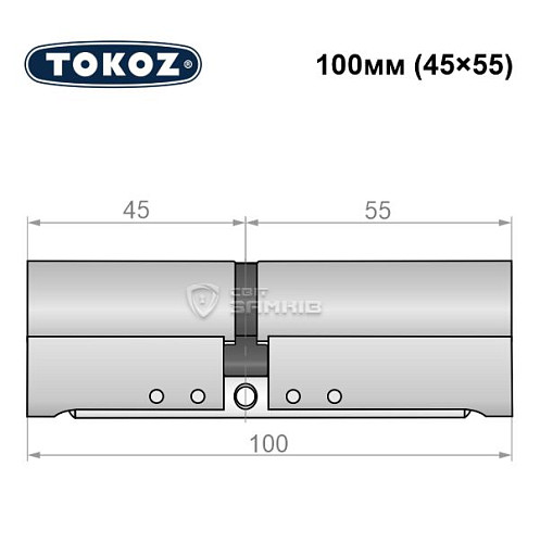 Циліндр TOKOZ Pro300 100 (45*55) нікель матовий - Фото №6