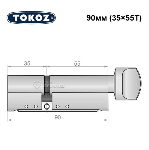 Циліндр TOKOZ Pro300 90T (35*55T) нікель матовий - Фото №6