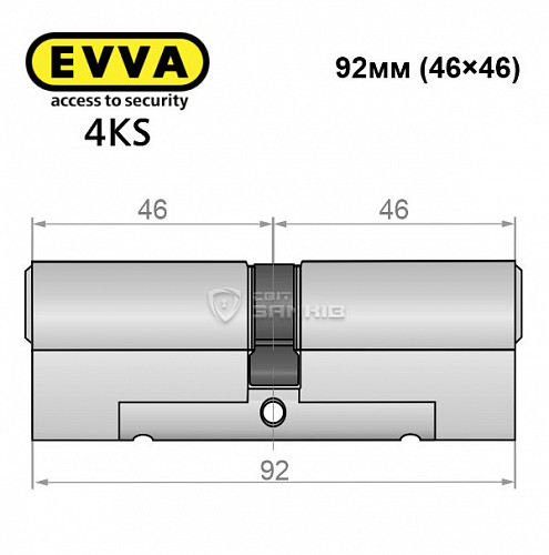 Циліндр EVVA 4KS 92 (46*46) нікель сатин 5 ключів - Фото №2