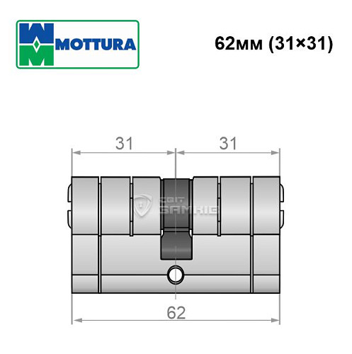 Циліндр MOTTURA Champions Pro 62 (31*31) матовий хром - Фото №7