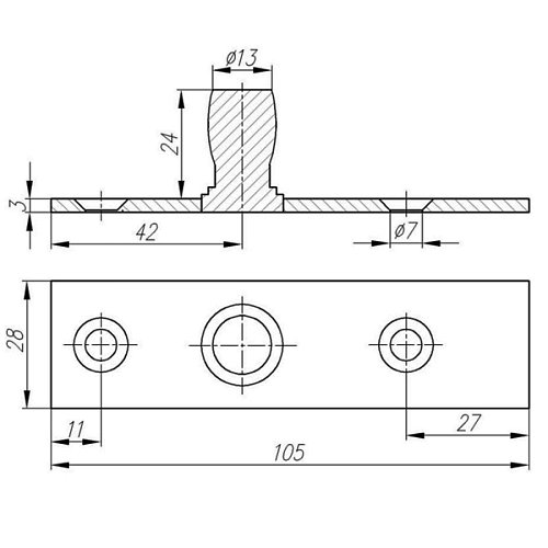 Ось петли GLASS-M-TECH EK-1015 верхняя сатин - Фото №3