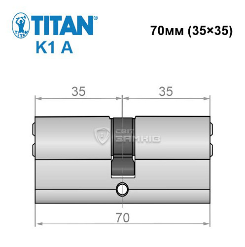 Циліндр TITAN K1 A 70 (35*35) нікель сатин - Фото №4