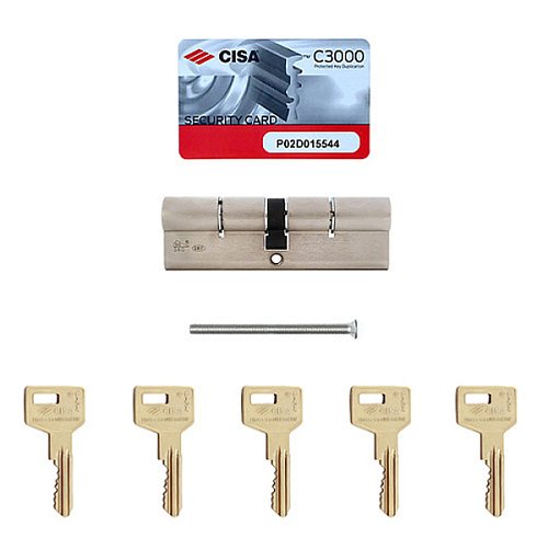 Цилиндр CISA C3000 75 (30*45) никель матовый 5 ключей - Фото №8