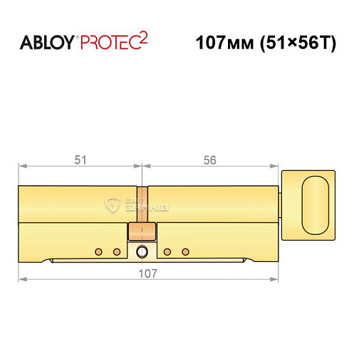Цилиндр ABLOY Protec2 107T (51*56Т) латунь полированная - Фото №8