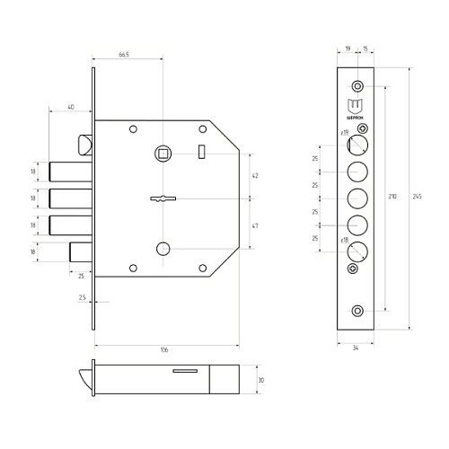 Механизм замка SHERLOCK 640 левый (BS66,5*42мм) 5 ключей - Фото №5