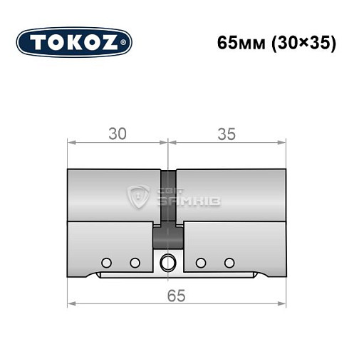 Циліндр TOKOZ Pro300 65 (30*35) нікель матовий - Фото №6