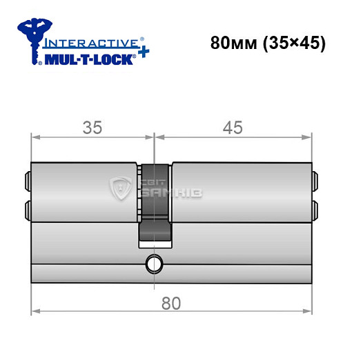 Цилиндр MUL-T-LOCK MTL600/Interactive+ 80 (35*45) никель сатин - Фото №5