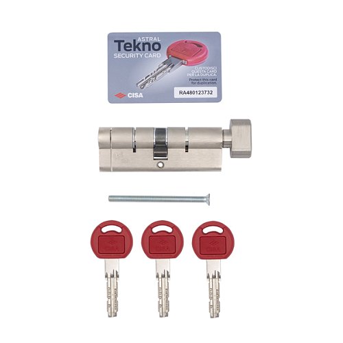 Циліндр CISA Astral Tekno PRO 80T (30*50T) нікель матовий 3 ключі - Фото №10