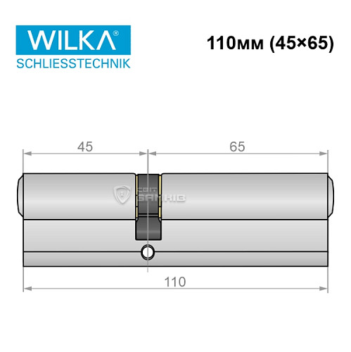 Циліндр WILKA 1400 A 110 (45*65) нікель - Фото №7