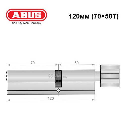 Циліндр ABUS X12R 120T (70*50T) нікель сатин - Фото №6