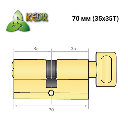 Цилиндр KEDR Brass 70T (35*35T) ZCG полированная латунь - Фото №8