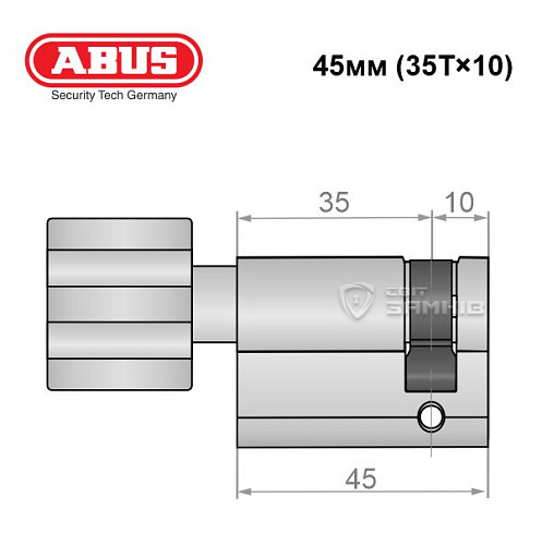 Циліндр половинка ABUS X12R 45T (35T*10) нікель сатин - Фото №2