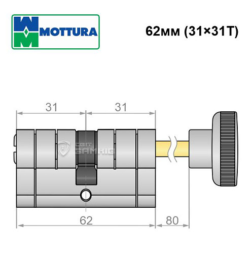 Циліндр MOTTURA Champions Pro CP4P 62T (31*31T) матовий хром - Фото №6