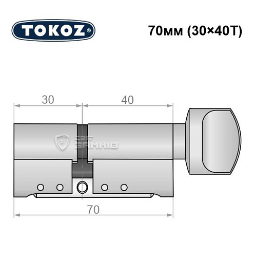 Циліндр TOKOZ Pro300 70T (30*40T) нікель матовий - Фото №8