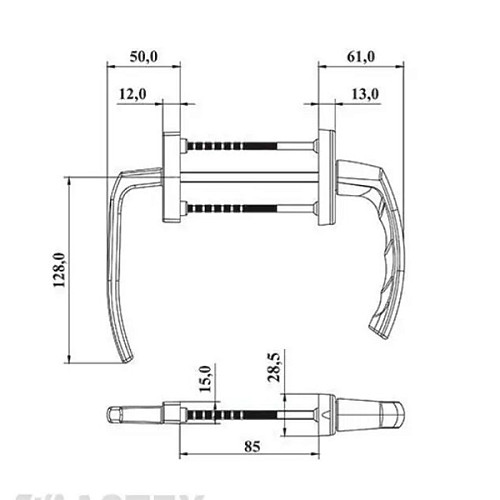 Ручка балконна ASTEX Antey BHS 1/3 асиметрична (комплект) біла - Фото №2