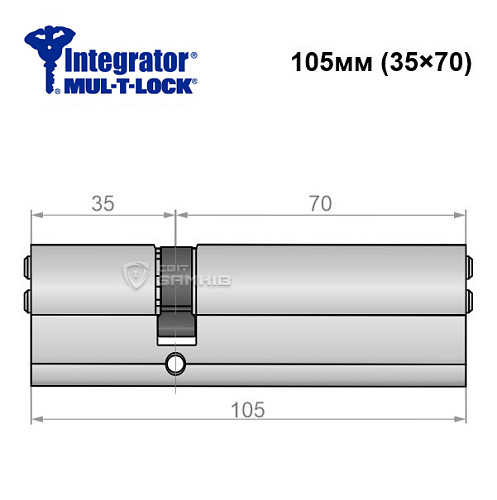 Цилиндр MUL-T-LOCK Integrator 105 (35*70) никель сатин - Фото №5