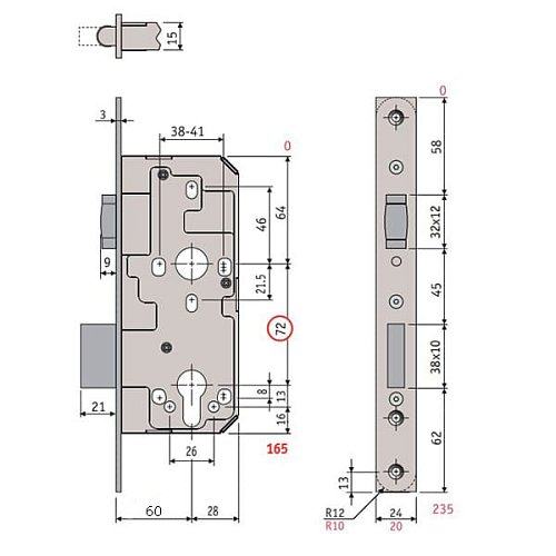 Механізм замка SANTOS 712 бочка (BS60мм) матова латунь - Фото №7