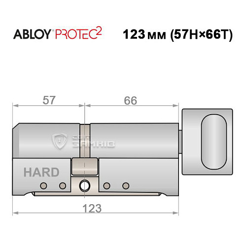Циліндр ABLOY Protec2 123T (57H*66T) (H - гартована сторона) хром полірований - Фото №5