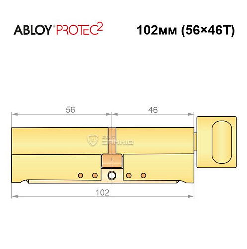 Цилиндр ABLOY Protec2 102T (56*46Т) латунь полированная - Фото №8