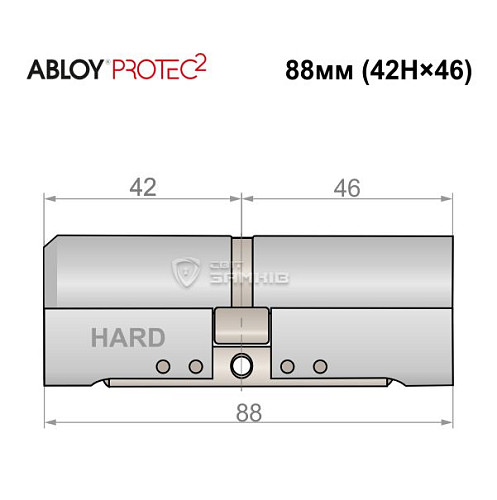 Циліндр ABLOY Protec2 88 (42H*46) (H - гартована сторона) хром полірований - Фото №4