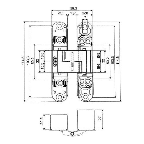 Петля AGB Eclipse 3.0 матовый хром - Фото №3