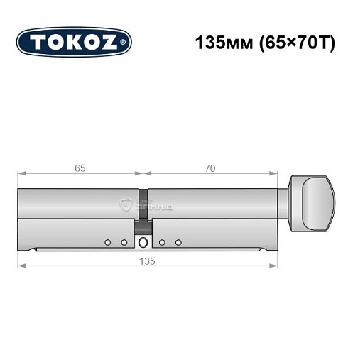 Цилиндр TOKOZ Pro300 135T (65*70T) никель матовый - Фото №5
